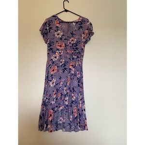 Light purple floral wrap dress